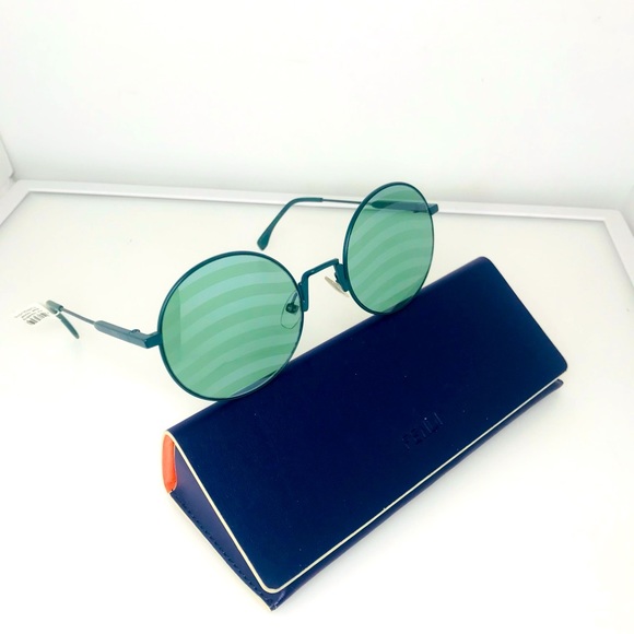 FENDI 53mm Round Sunglasses Green Wave Men’s Women’s